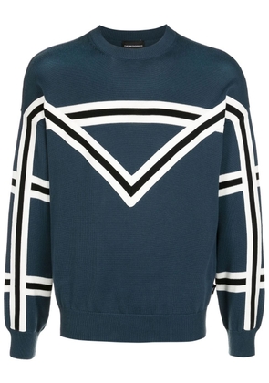 Emporio Armani geometric-stripe cotton sweatshirt - Green