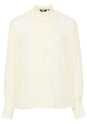 Gcds logo-embroidered georgette shirt - Yellow