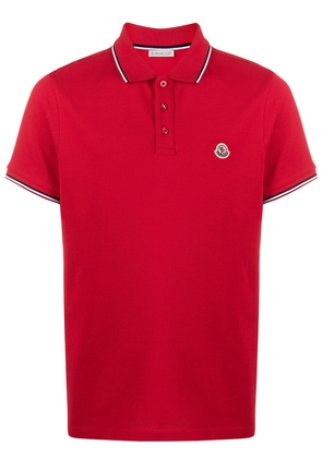 Moncler stripe-trim polo shirt - Red
