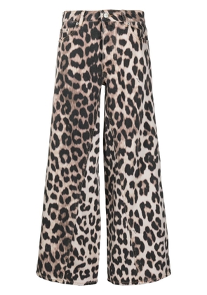 GANNI leopard-print organic cotton trousers - Neutrals