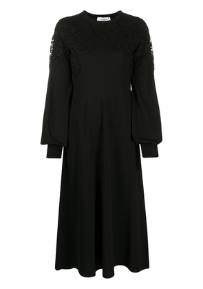Valentino Garavani lace trim long-sleeve dress - Black
