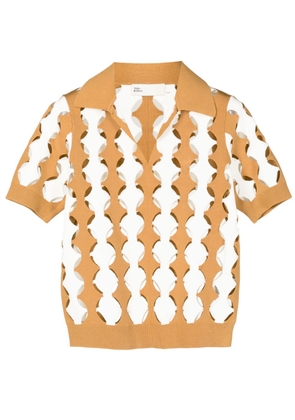 Tory Burch cut-out polo-collar T-shirt - Brown