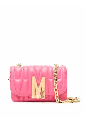 Moschino M quilted leather shoulder bag - Pink