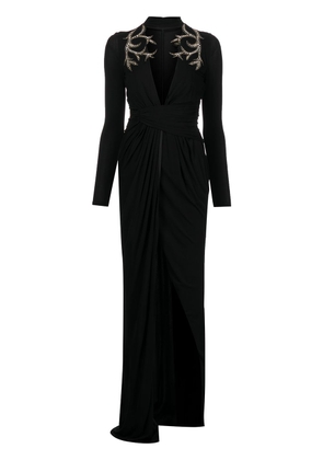 Zuhair Murad crystal-appliqué evening gown - Black