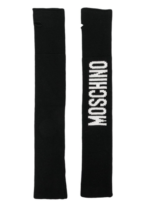 Moschino logo-intarsia knit gloves - Black