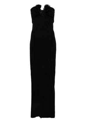 Magda Butrym floral-appliqué strapless maxi dress - Black