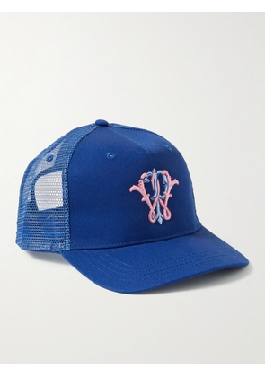 POLITE WORLDWIDE® - Logo-Embroidered Twill and Mesh Trucker Cap - Men - Blue