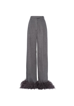 Prada Cashmere Feather-Trim Tailored Trousers