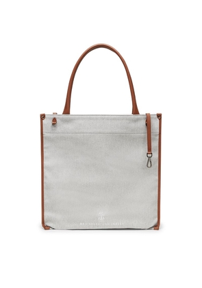 Brunello Cucinelli Medium Canvas Leather-Trim Shopper Bag