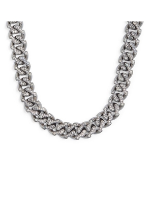 Emanuele Bicocchi Rhodium-Plated Sterling Silver And Cubic Zirconia Chain Necklace