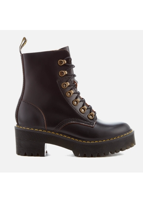 Dr. Martens Women's Leona Leather Lace Up Heeled Boots - Black - UK 6