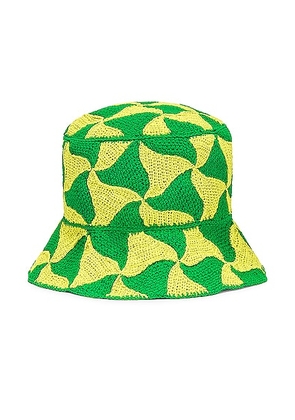 Bottega Veneta Wavy Triangle Crochet Bucket Hat in Parakeet & Kiwi - Green. Size M (also in ).