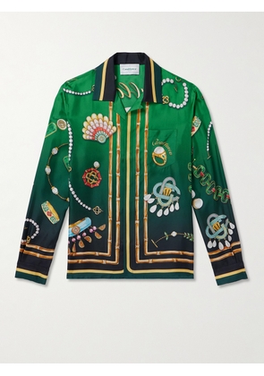 Casablanca - La Boite A Bijoux Convertible-Collar Printed Silk-Twill Shirt - Men - Green - S