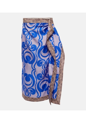 Dries Van Noten Printed silk twill wrap skirt