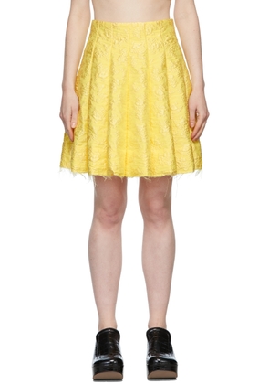 SHUSHU/TONG Yellow Jacquard Pleated Mini Skirt