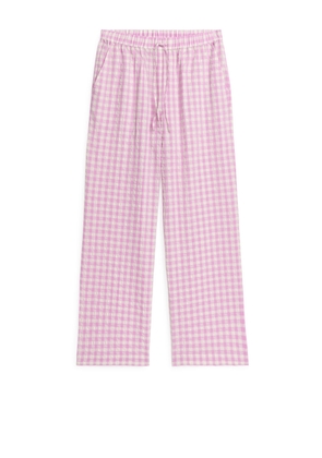 Gingham Seersucker Pyjama Trousers - Pink