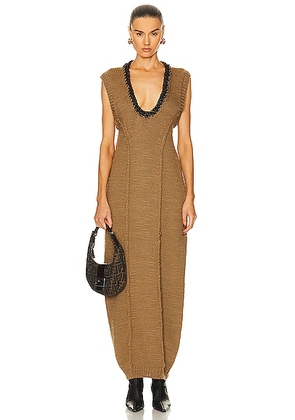 Aisling Camps Leather Crochet Cocoon Dress in Hazelnut/black - Brown. Size M (also in L, S).