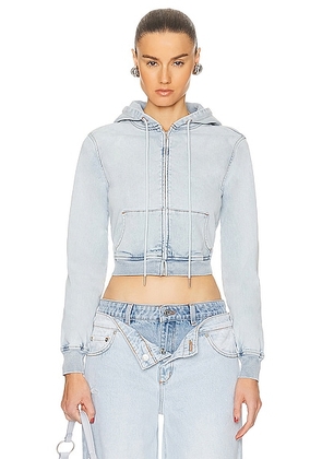 SER.O.YA Edith Cropped Hoodie in Skylight Terry - Blue. Size XS (also in L, M, S, XL).