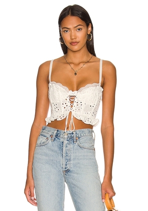 For Love & Lemons Sadie Corset Crop Top in White. Size XL.