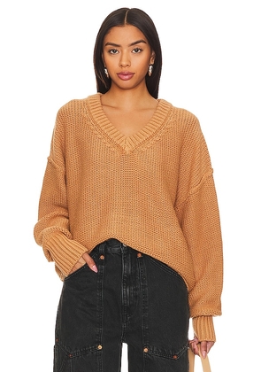 Free People Alli V-neck Sweater in Tan. Size M, XS.
