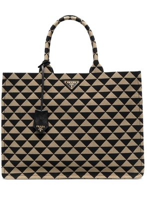 Prada large Prada Symbole embroidered handbag - Black