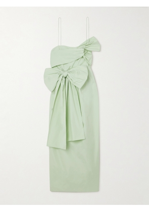 Cecilie Bahnsen - Valentina One-shoulder Bow-detailed Cotton-poplin Dress - Green - UK 6,UK 8,UK 10,UK 12,UK 14