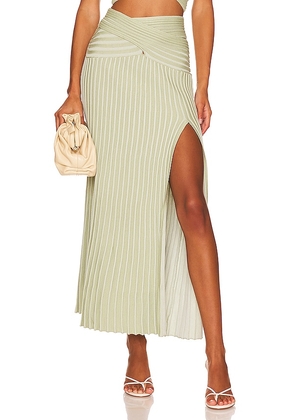 SOVERE Glory Knit Midi Skirt in Sage. Size L.