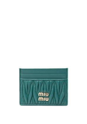 Miu Miu logo-plaque matelassé cardholder - Blue