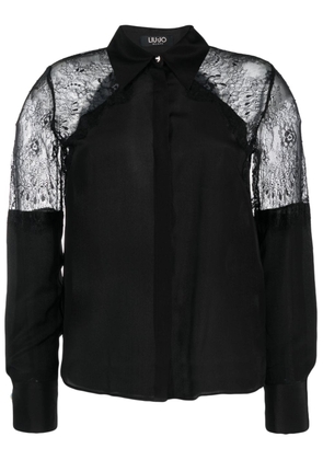 LIU JO lace-panels silk shirt - Black