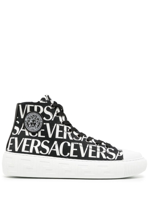 Versace logo-print high-top sneakers - Black