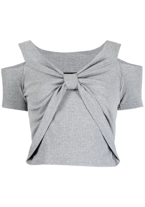 tout a coup ribbed off-shoulder cropped top - Grey