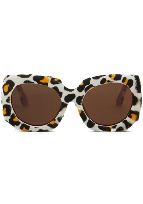 Marni Eyewear leopard-print oversize-frame sunglasses - White