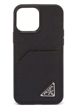 Prada Saffiano logo Iphone 14 Pro Max case - Black