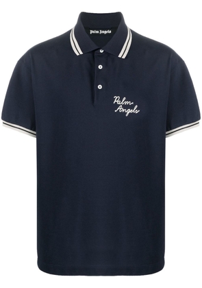Palm Angels logo-embroidered polo shirt - Blue