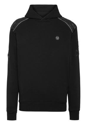 Philipp Plein logo-patch cotton-blend hoodie - Black