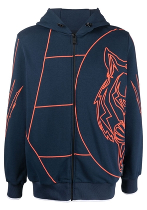 Plein Sport graphic-print hooded jacket - Blue