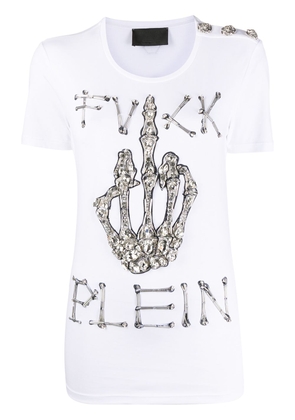 Philipp Plein crystal-embellished skeleton T-shirt - White