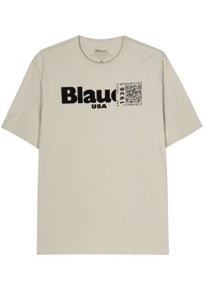 Blauer flocked-logo cotton T-shirt - Neutrals