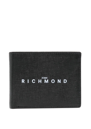 John Richmond logo-printed grained leather wallet - Black