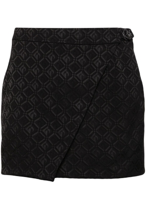 Marine Serre Moon Diamant-jacquard wrap shorts - Black