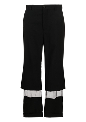 Noir Kei Ninomiya tulle-panel cropped wool trousers - Black