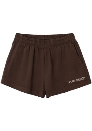 Sporty & Rich logo-print cotton shorts - Brown
