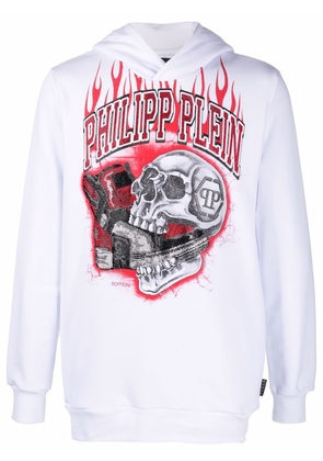 Philipp Plein graphic-print cotton hoodie - White