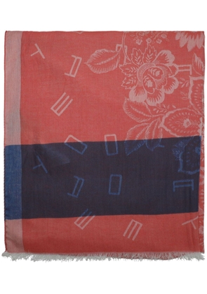 ETRO floral-jacquard frayed scarf - Red