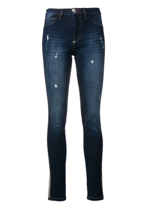 Philipp Plein crystal trim skinny jeans - Blue