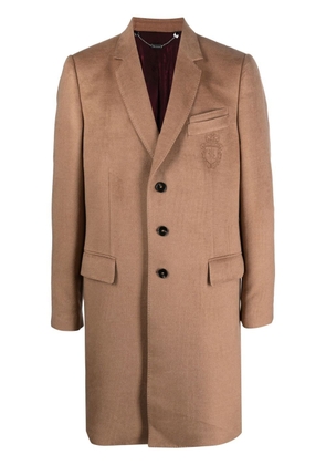 Billionaire embroidered-crest single-breasted coat - Neutrals