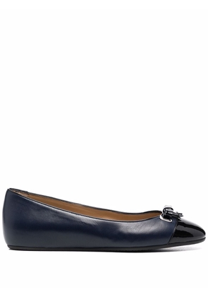 Bally bow-detail leather ballerina shoes - Blue