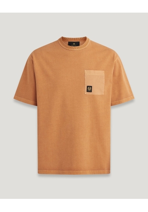 Belstaff Clifton T-shirt Men's Garment Dye Heavyweight Jersey Golden Oak Size L