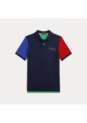Color-Blocked Ombre-Logo Mesh Polo Shirt