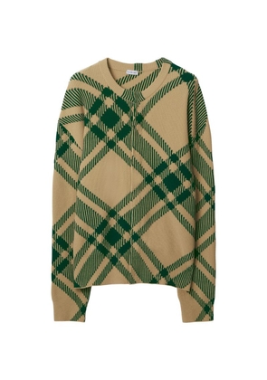 Burberry Wool-Blend Oversized Check Cardigan
